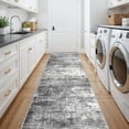 thumbnail image 5 of Abstract 14ft Long Runner Rug: Non-slip Washable Rug Low-pile Soft Beside Carpet Indoor Farmhouse Entryway Floor Mat Bathroom Living Room Cozy Stain Resistant Area Rugs(2'6x14 Black/grey), 5 of 8