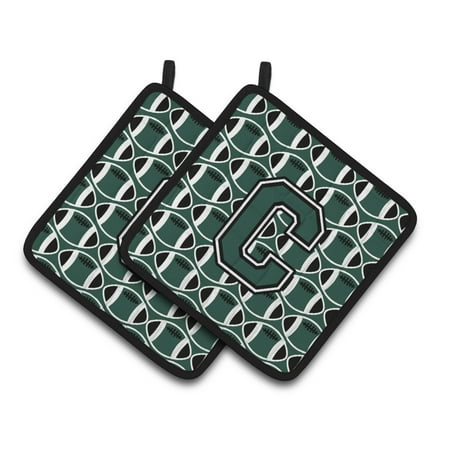 

Carolines Treasures CJ1071-CPTHD Letter C Football Green and White Pair of Pot Holders 7.5HX7.5W multicolor