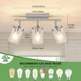 thumbnail image 3 of 3-Light Track Lighting Brushed Nickel Semi Flush Mount Ceiling Light with Clear Glass Shades Multi-Directional Track Spotlights for Kitchen Hallway Bathroom, Bulb Not Included, 3 of 7
