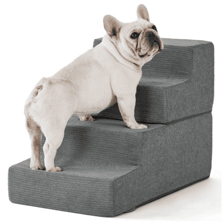 Dog Steps for Bed, Extra Wide Dog Stairs for High Bed Couch Sofa, 35D Foam Pet Steps for Small Dogs and Cats, Non-Slip Bottom Pet Stairs, Grey, 4 Steps