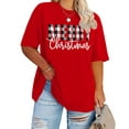 thumbnail image 2 of Plus-Size Christmas Shirts Women Merry Christmas Leopard Plaid Tree Print Shirt Holiday Tops Xmas Tee, 2 of 7
