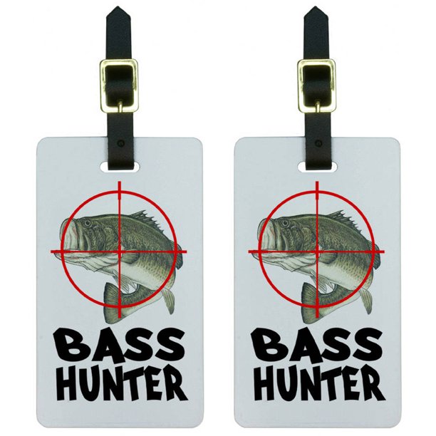 Graphics and More Bass Hunter Fish Fishing Fisherman Luggage Tags