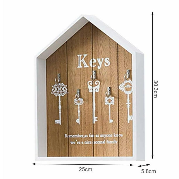 Caja De Llaves De Estilo Moderno Con Forma De Casa, Caja De Almacenamiento Para Colgar En La Pared Con Llave De Madera, Joyero Sweethay HA023626-00