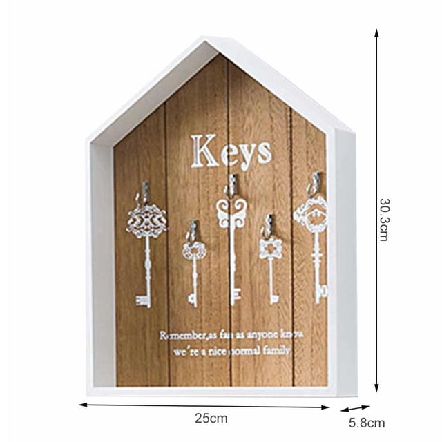 Bewildely Caja de llaves de estilo moderno con forma de casa, caja de almacenamiento para colgar en la pared con llave de madera, joyero Almacenamiento y organización del hogar Bewildely HA023626-00