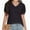 Black, variant on Womens Casual Cropped T Shirts V Neck Swiss Dot Puff Sleeve Crop Tops Summer Loose Basic Tees Tshirts