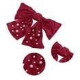 thumbnail image 3 of Unique Bargains 1 Pc Bow Faux Pearls Ribbon Hair Clips Wine Red, 3 of 5