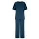 thumbnail image 5 of ICHUANYI ClearanceWomen's Summer Suit Fashion Short Sleeve Solid Color Trousers Casual Two-Piece Suit(Dark Blue, S) ICHUANYI WER20232080502337, 5 of 5