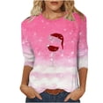 thumbnail image 1 of Timegard Womens Hauts Imprimé de Noël Manches 3/4 Col Rond Chemisier Tunique Décontractée Confortable, 1 of 4