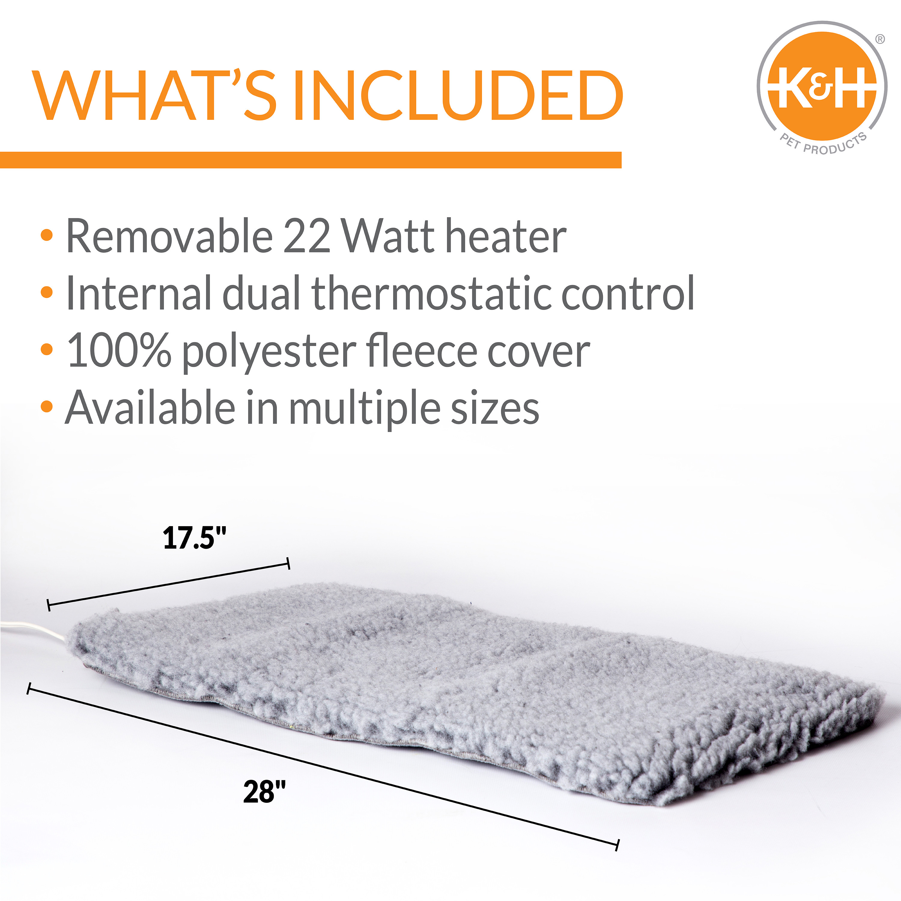 K&H Pet Products Thermo Plush Pad Indoor Heated Pet Bed Gray Medium 17.5 X 28 Inches - image 2 of 8