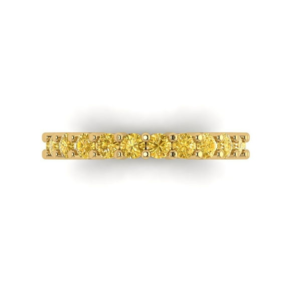 1.26 ctw Wedding Band for Women - 18K Yellow Gold Simulated Yellow Diamond Stackable Eternity Ring