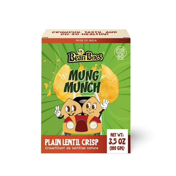 Bean Bites | Mung Munch Lentil Crisp 3.53 oz (100 g) | Round Crunchy Bites | Classic Savory | Plant Based Vegan Crackers, Gluten-Free Healthy Snack, Keto Chips by Pride of India