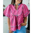 thumbnail image 2 of Peplum Babydoll Tops Cicy Bell para mujer, cuello en V, manga corta, 2 of 7