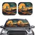 thumbnail image 2 of Naloa Sunset Desert Journey Print 2-Piece Windshield Sunshade,Foldable Car Front Window Sun Shades,for Most Sedans SUV Truck-Large, 2 of 6