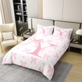 thumbnail image 2 of Pink Bow 100% Cotton Duvet Cover Set,Princess Style Bowknot Love Hearts Girly Fairy Bedding Set(No Comfoter),Initial Letter Y Chic Romantic Quilt Cover Set,3 Pcs King Size, 2 of 6
