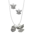 thumbnail image 1 of Delight Jewelry Silvertone Small Lion - Mascot Silver tone Guardian Angel Charm Necklace and Stud Earrings, 1 of 4