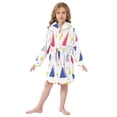 thumbnail image 6 of FORMRS Niños Bathrobe Unisex Hooded Robe Soft Plush Pajamas Sleepwear, Size 2-3T, Simple Triangles, 6 of 7