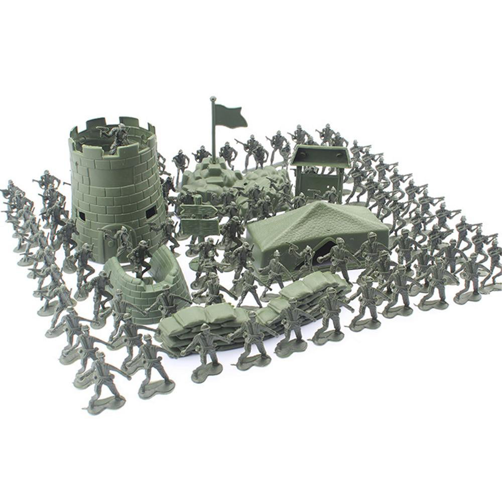 100pcs/set Military Playset Plastic Toy Soldier Army Men Figures Accessories 