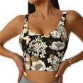 thumbnail image 2 of Haiem Retro Hydrangeas Pattern Womens Sports Bra - U Neck Padded Low Impact Yoga Bra Workout Crop Top Gym Moisture-Wicking Workout Vest -Medium, 2 of 9