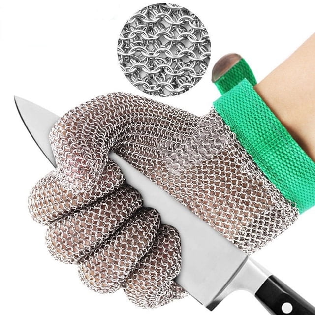 Stainless Steel Ring Cut Resistant Butcher Protective Mesh Meat Gloves ,Easy to Use