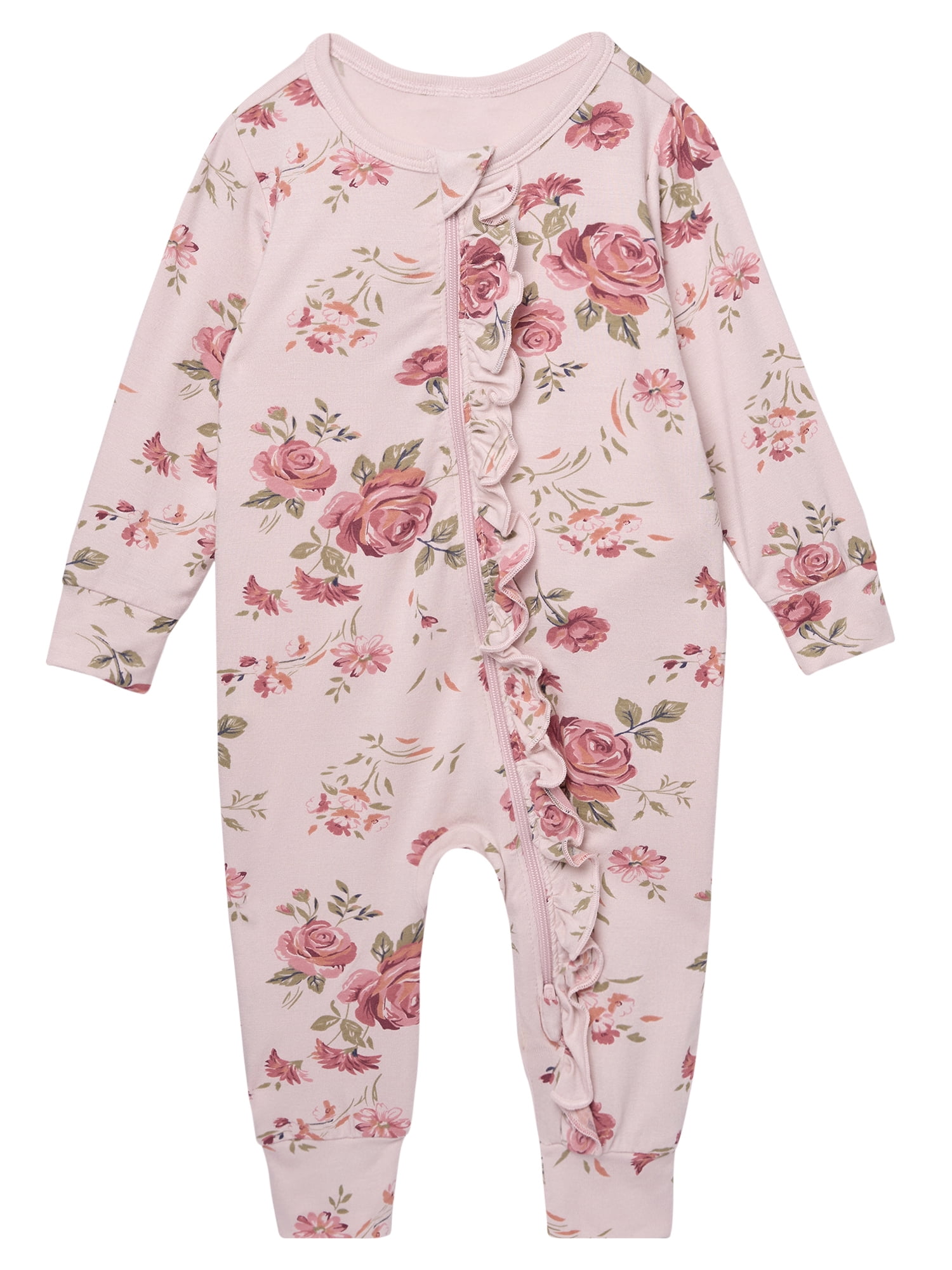 Modern Moments by Gerber Baby Neutral Super Soft Viscose Ruffled Coverall, Sizes Newborn - 24 Months