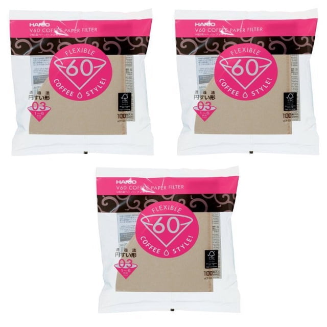 Juego de 3 filtros de café Hario 03, papel natural, 100 unidades