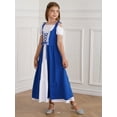 thumbnail image 4 of RUNQHUI Robe Princesse à Manches Courtes Lacée Renaissance Médiévale pour Filles Danse Performance Bleue 16, 4 of 7