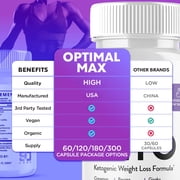 Optimal Max Keto - Ketogenic Weight Loss Formula - Energy & Focus Boosting Dietary Supplements for Weight Management & Metabolism - Advanced Fat Burn Ketones Pills - 60 Capsules (1 Pack)