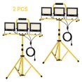 thumbnail image 4 of 2Pcs 21000Lumen LED Work Light with Stand, 3 Head Portable Work Light with Telescoping Tripod, IP66 Waterproof Construction Light for Outdoor Indoor Job Site Workshop (100Wx3)-US Plug,Yellow, 4 of 14
