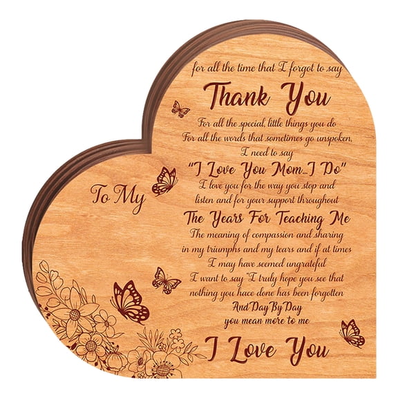 Dear Mom Wood Sign Remember I Love You' Heart Plaque, Unique Gift Idea for Mom, Mothers Valentines Day Gift for Moms I Love You Thank You Gifts for Mother