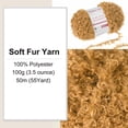 thumbnail image 3 of 1 Skeins Eyelash Yarn Polyester Yarn Fur Soft Fluffy Chunky Yarn Fuzzy Eyelash Yarn Camel Brown for Crocheting Knit DIY Clothes Bag - 55Yard/50m, 3.53oz, 3 of 6