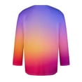 thumbnail image 4 of Huresd Summer Shirts for Men 3/4 Sleeve Crew Neck T-Shirt Casual Loose Gradient Print Clothes Purple 4XL, 4 of 4