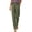 Army Green, variant on Womens Casual Straight Leg Long Pants Elastic High Waisted Square Patch Pockets Cotton Trousers for Summer Vacation