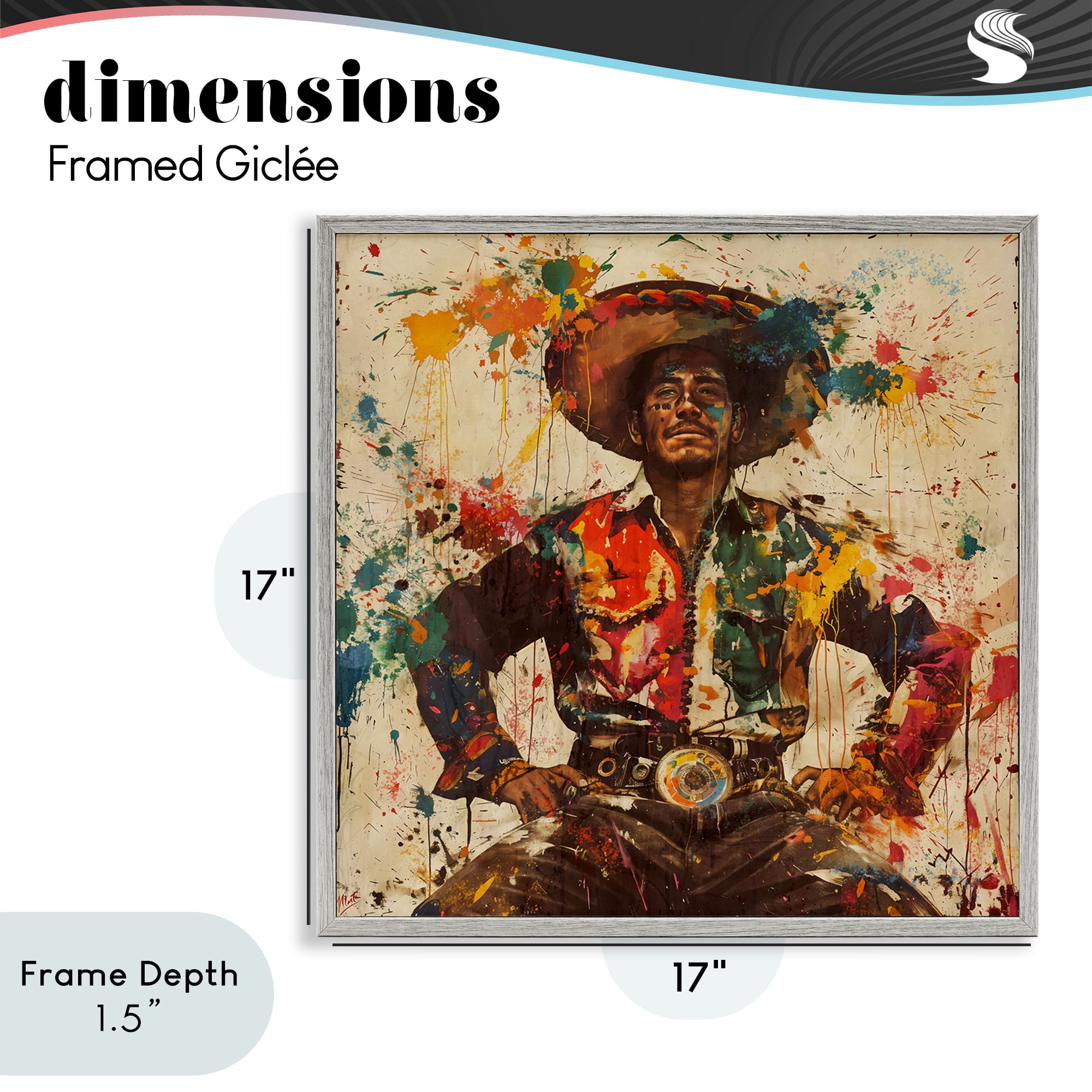 Stupell Industries El Mexicano with Paint Splatters Gray Framed Giclee Art, design by Marta Wiley