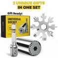 thumbnail image 3 of Universal Socket + Snowflake Multitool Gifts for Men Dad - 2 Pack, Socket Set with Power Drill Adapter Cool Stuff, Super Universal Socket Grip Gadgets for Men, Tool for Men Women Husband (Sliver), 3 of 9