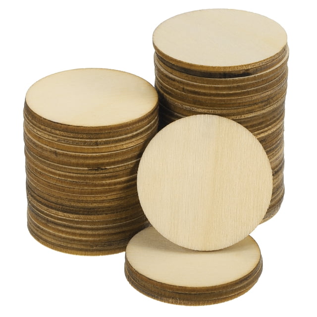 Uxcell 100 Paquete 1.18 pulgadas Círculos de Madera Sin Terminar Discos Redondos Recortes