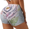 thumbnail image 2 of Kdxio Vintage Rose Print Workout Shorts for Women Seamless Soft Smooth Gym Yoga Scrunch Active Shorts, 2 of 9