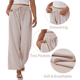 thumbnail image 3 of Gleelaud Women's Wide Leg Lounge Pants with Pockets Lightweight High Waisted Drawstring Adjustable Loose Trousers Apricot, 3 of 8