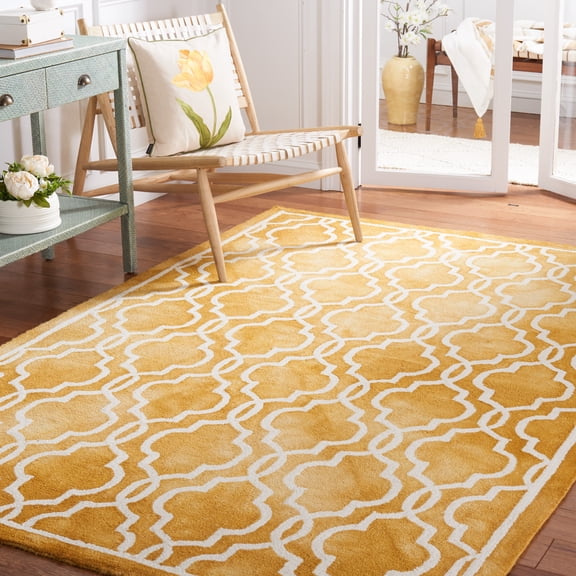 Safavieh Dip Dye Leighton Geometric Wool Area Rug, Gold/Ivory, 6' x 9'