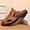 Brown, variant on Men's Large Size Handmade Sandals - Breathable Upper & Arch - Slip-Resistant Black Rubber Sole - Brown/Black/Tan/Coffee/Blue - Slip-On/Slip-Resistant Design - Cushioned Insole - Casual Beach Shoes fo