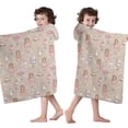 thumbnail image 4 of Beige Princess Unicorn Pattern Hooded Bath Towel，50"x30" for Ages 3 To 12 Kids, Quick Dry Lightweight Soft Microfiber Hood Beach Towel Cover Up for Kids, 4 of 7
