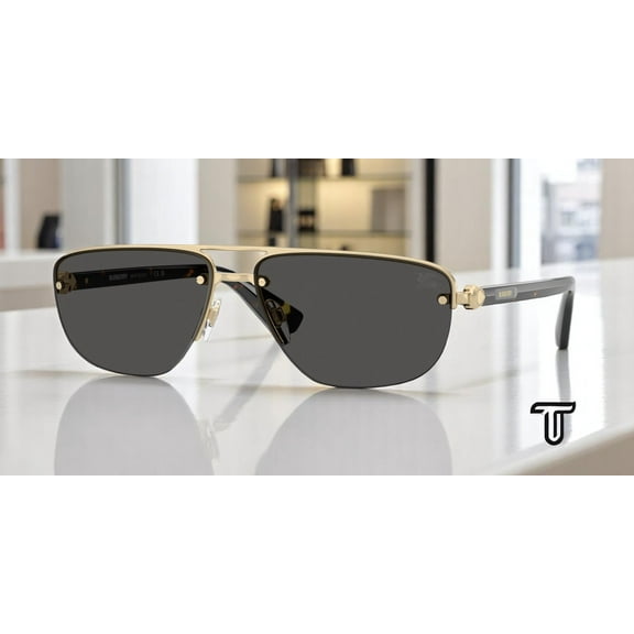 BURBERRY BE3164 110987 Light Gold Dark Grey 62 mm Men's Sunglasses