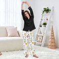 thumbnail image 6 of Dailycode Women's Pajama Pants Wide Leg Lounge Pj Bottoms With Pockets Hand Drawn Wildflowers, 6 of 7