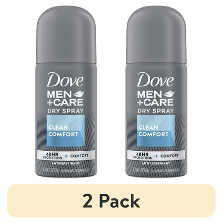 (2 pack) Dove Men+Care Antiperspirant Deodorant Dry Spray Clean Comfort, 1 oz