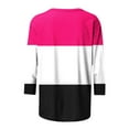 thumbnail image 5 of HAiming Women's 3/4 Sleeve Tunic Tops Trendy Color Block Round Neck T-Shirt Casual Loose Basic Pullover Blouses, 5 of 5