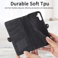 thumbnail image 6 of SaniMore for Samsung Galaxy A54 5G (6.4" 2023) Case, PU Leather Embossed Lines Wristlet Zipper Cash Pocket Card Slots Magnetic Flip Stand Full Protective TPU Shell Anti-drop Business Design, Black, 6 of 10