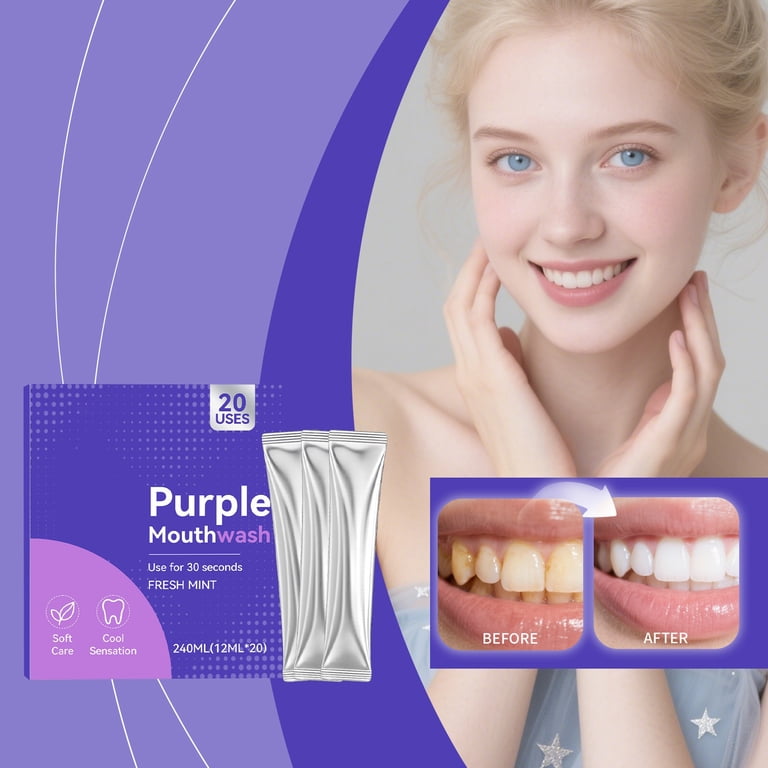 Purple Mouthwash for Teeth Cleanse,Remove Coffee Wine Smoking