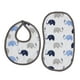 thumbnail image 5 of Juego de Baberos Bacati Elephants Azul Gris Muselina 4 Unidades, 5 of 6