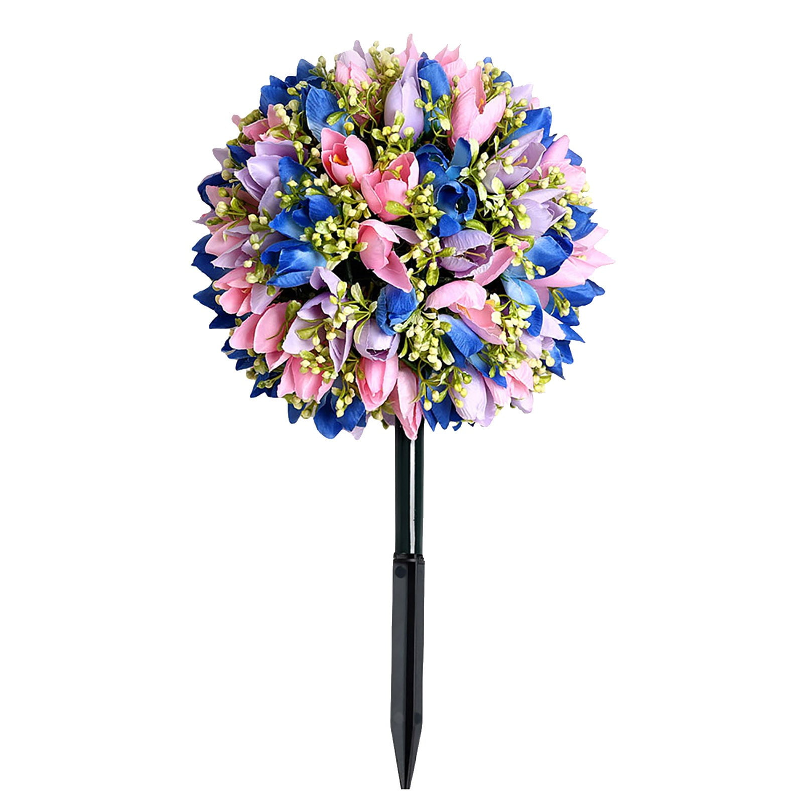 UV Resistant Artificial Cedar Topiary Ball Tree Rose 16 Inch Fake Plants with Ground Spike Shrub Potted Artificial Plant for Outdoor Indoor Front Porch Garden