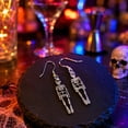 thumbnail image 4 of Halloween Antique Silver Full Skeleton Dangle Drop Earrings, 4.33”, by Sktrjpolfis, 4 of 4