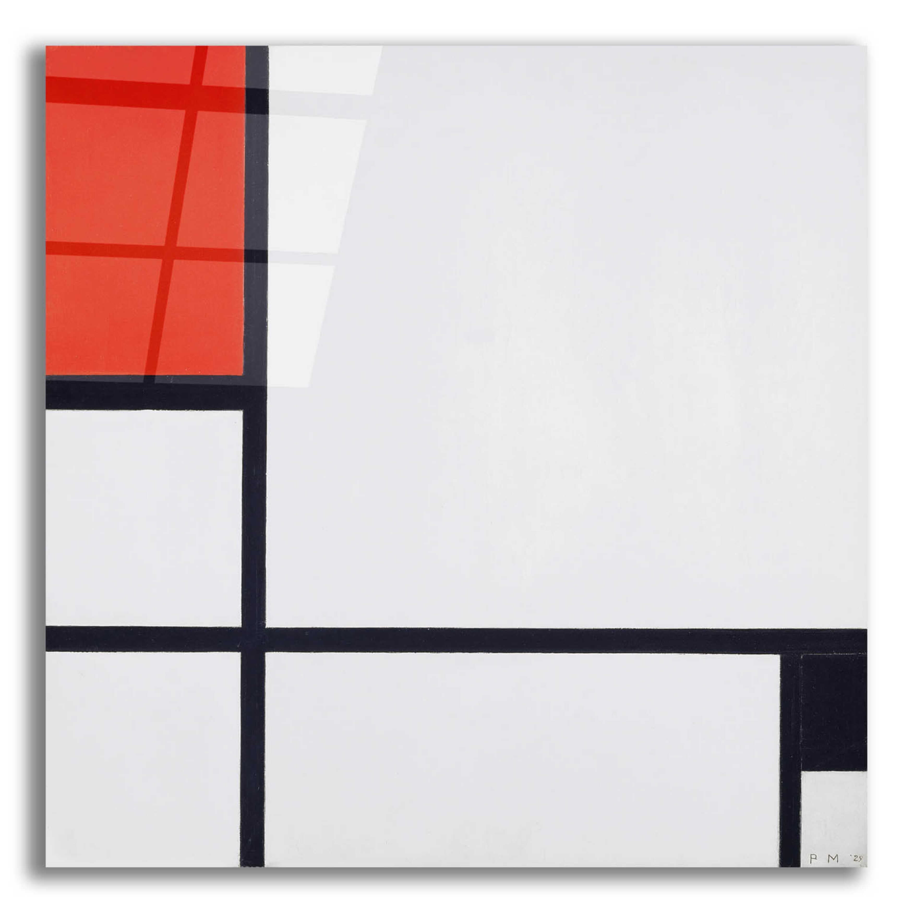 Piet Mondrian Red and Black Acrylic Glass Wall Art, 12" x 12"